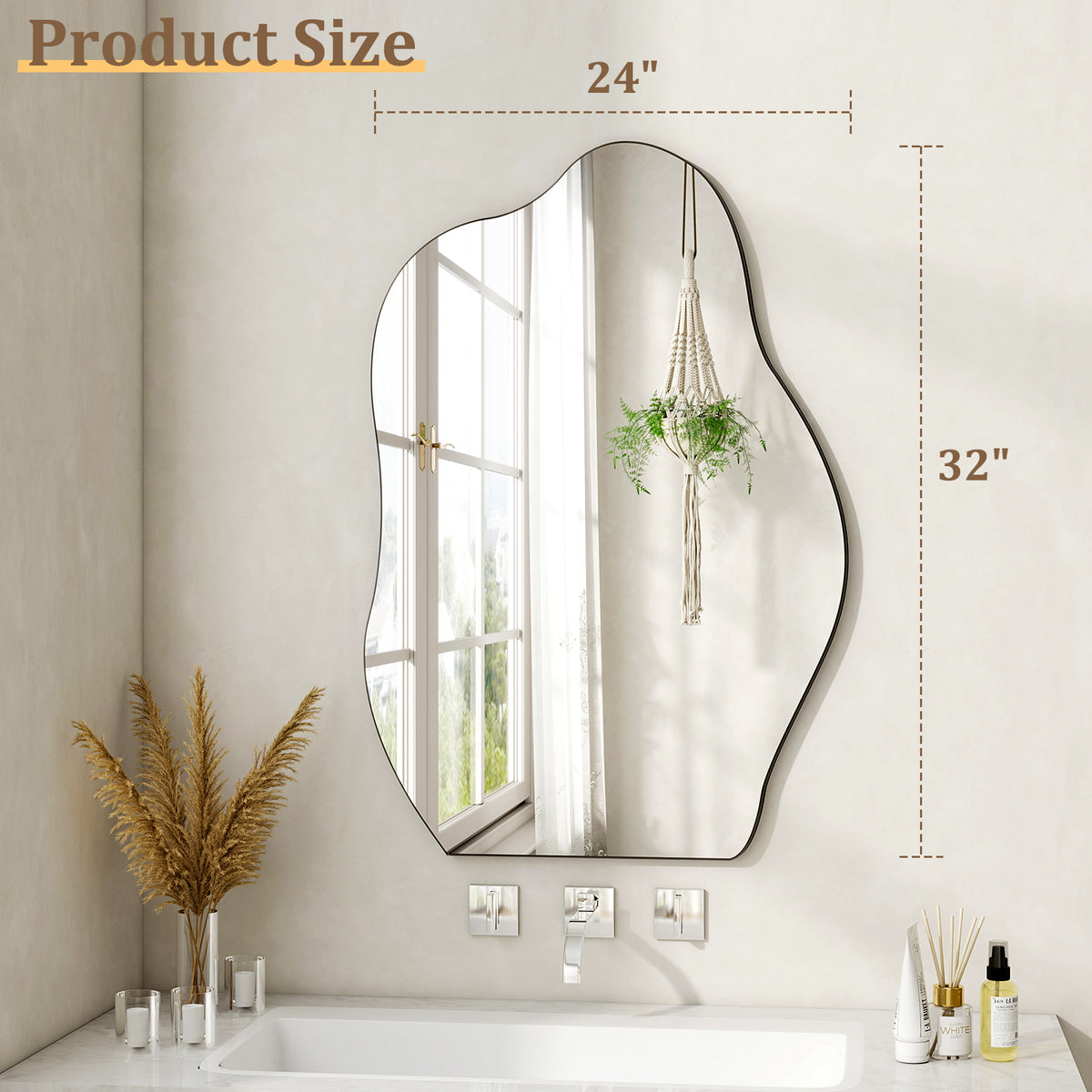 Elladera YVANLA 24"x32" Irregular Bathroom Wall Mirror Vanity Wall Mirror