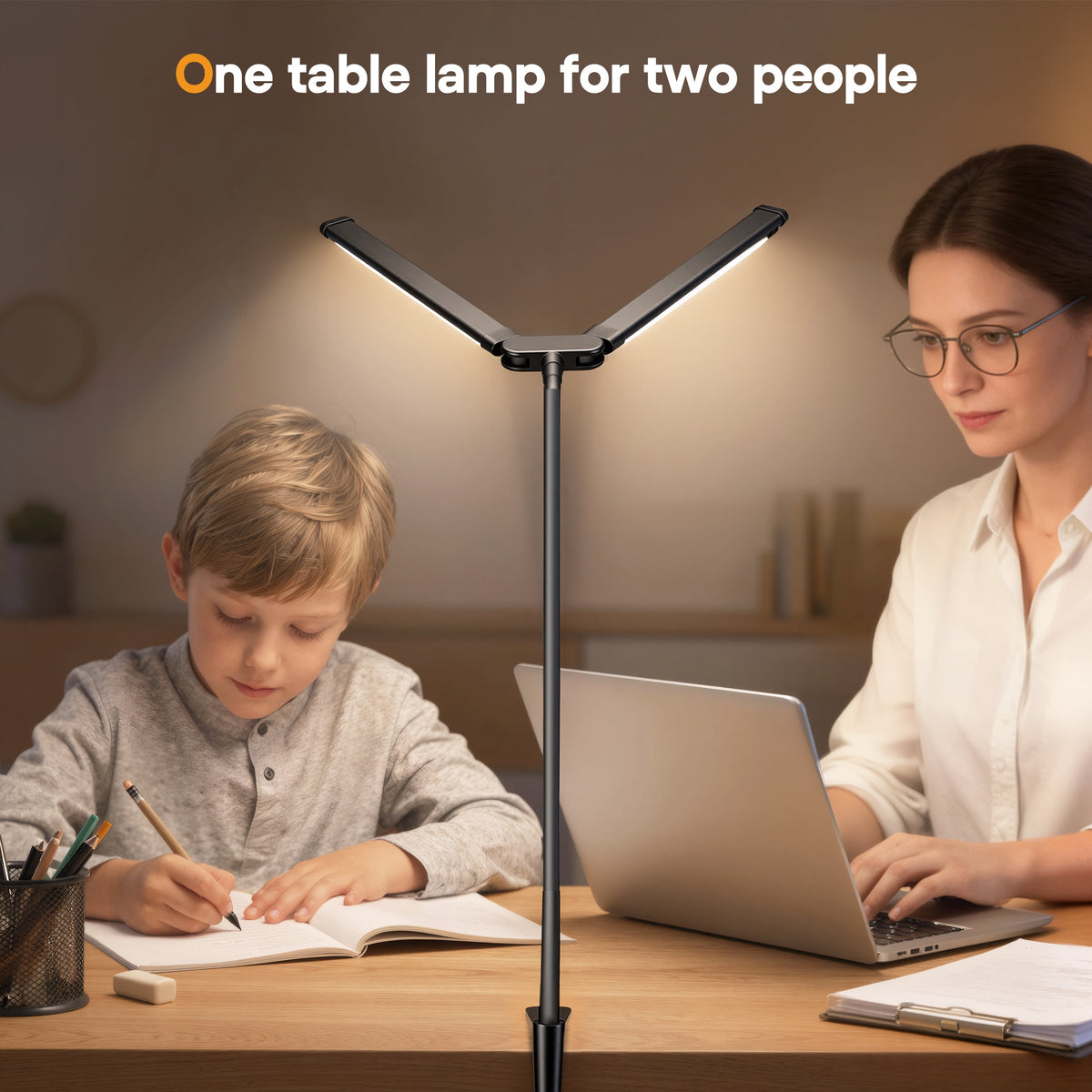 Elladera LED Desk Lamp with Clamp- 24W Dual Monitor Light, Ultra Wide Architect