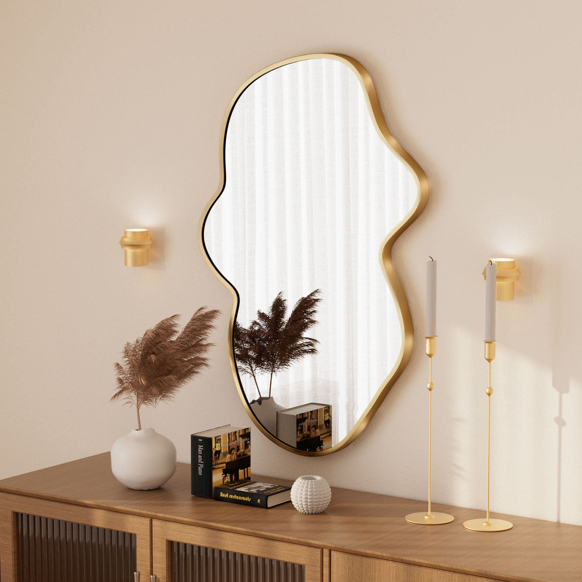 Elladera 24"x40" Fluid Wall Mirror Irregular Vanity Mirror for Bthroom