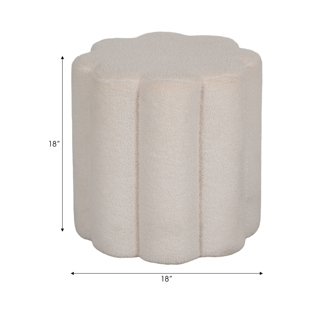 Elladera Petal Shaped Boucle Ottoman for Home Decor- Boho Vanity Chair for Bedroom