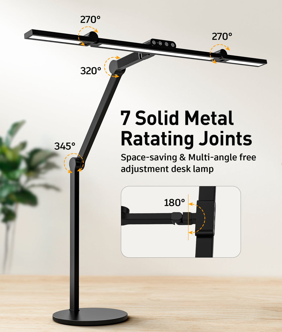 Elladera VicTsing 3-Light Bar Architect LED Desk Lamp, 35 Lighting Modes & 7 Joint