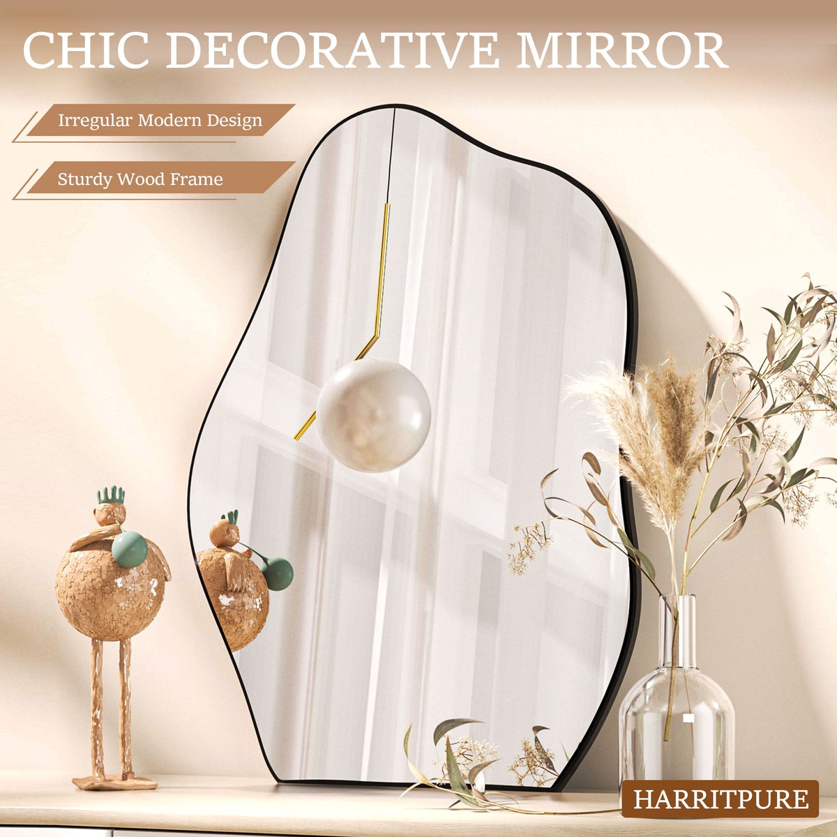 Elladera 32"x22" Irregular Vanity Bathroom Mirror Frameless Wall Mirror