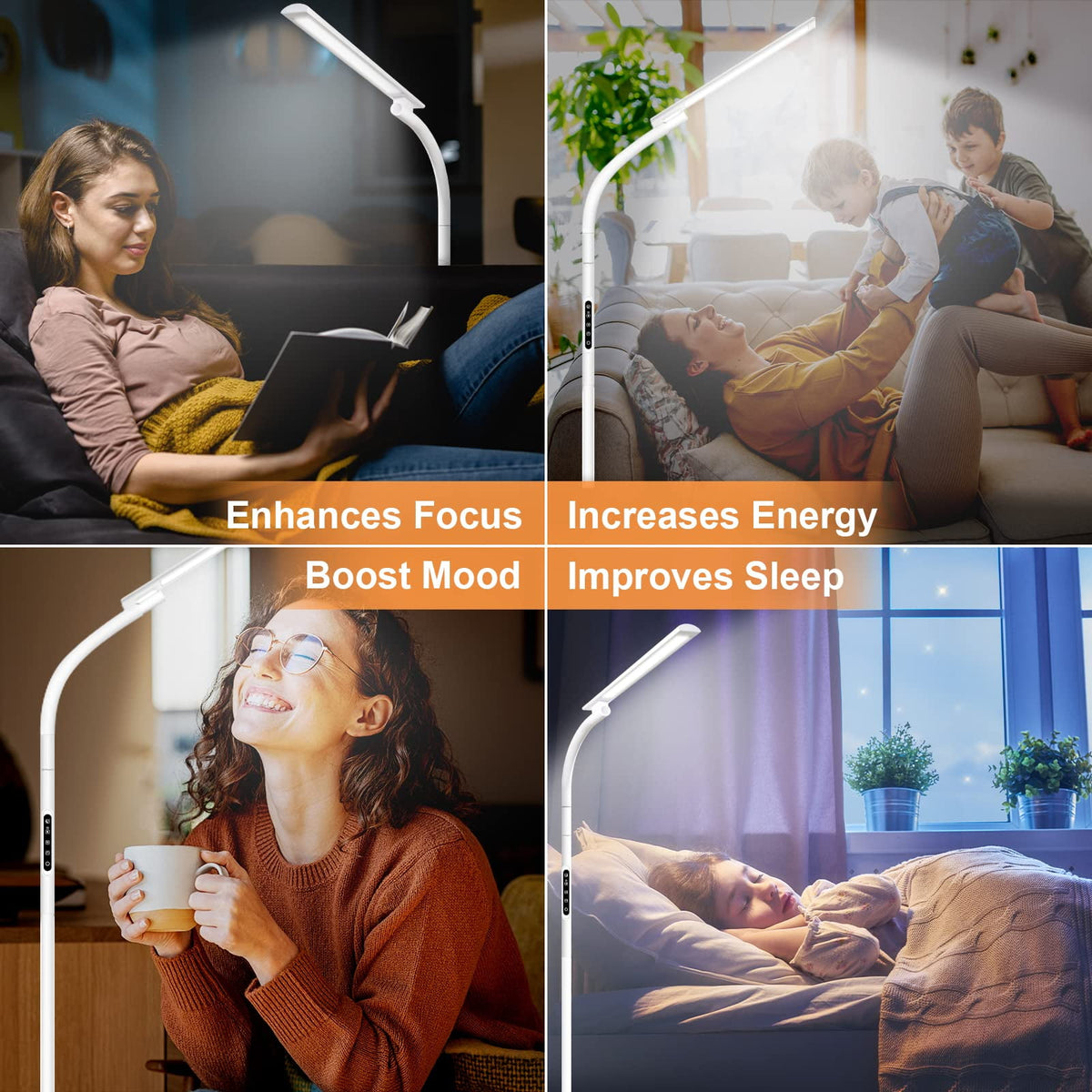 Elladera Light Therapy Lamp, UV-Free 10000 Lux Sun Lamp, Daylight Lamp with 2 in 1
