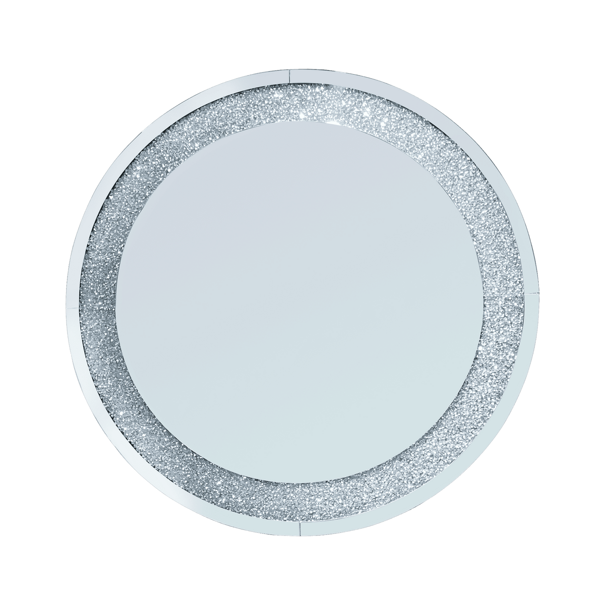 Elladera Modern Crystal Crush Diamond Sparkly Round Silver Wall Mirror- Handcrafted