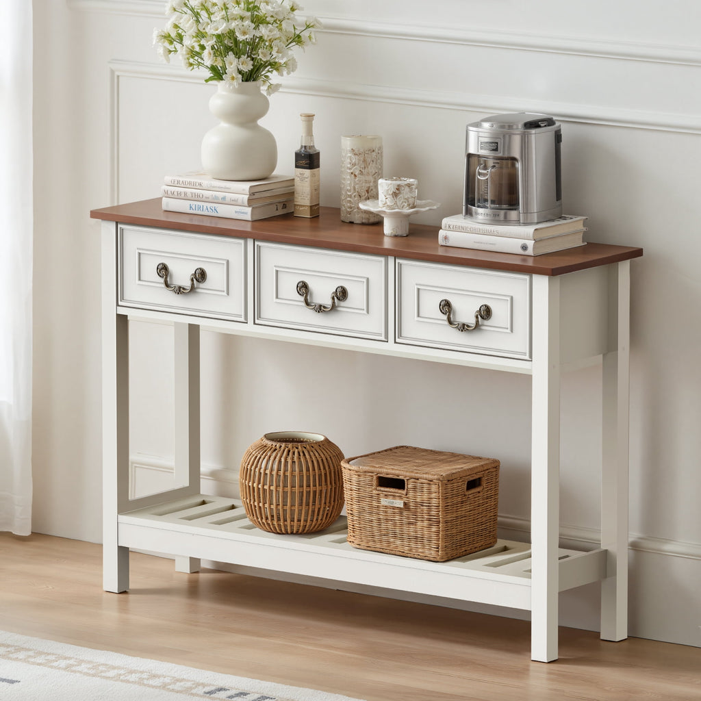 Elladera SPANSPACE Farmhouse Console Table with 3 Drawer, 47'' Entryway Table with