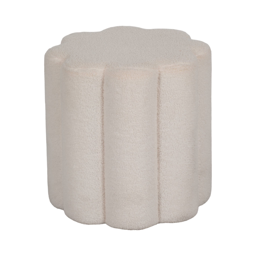 Elladera Petal Shaped Boucle Ottoman for Home Decor- Boho Vanity Chair for Bedroom