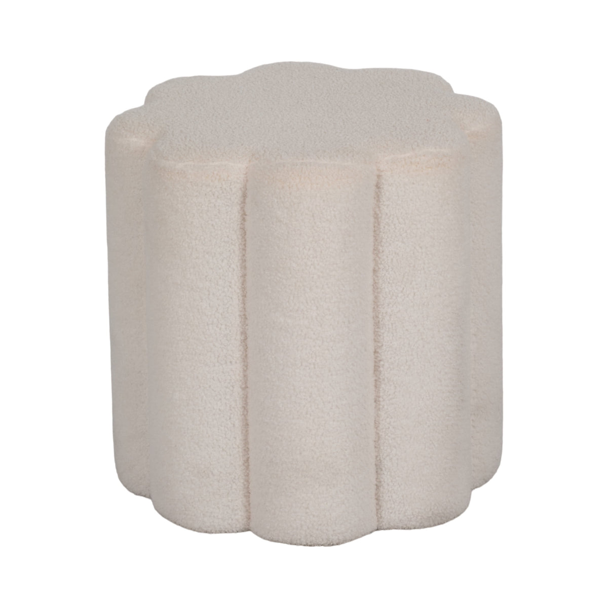Elladera Petal Shaped Boucle Ottoman for Home Decor- Boho Vanity Chair for Bedroom