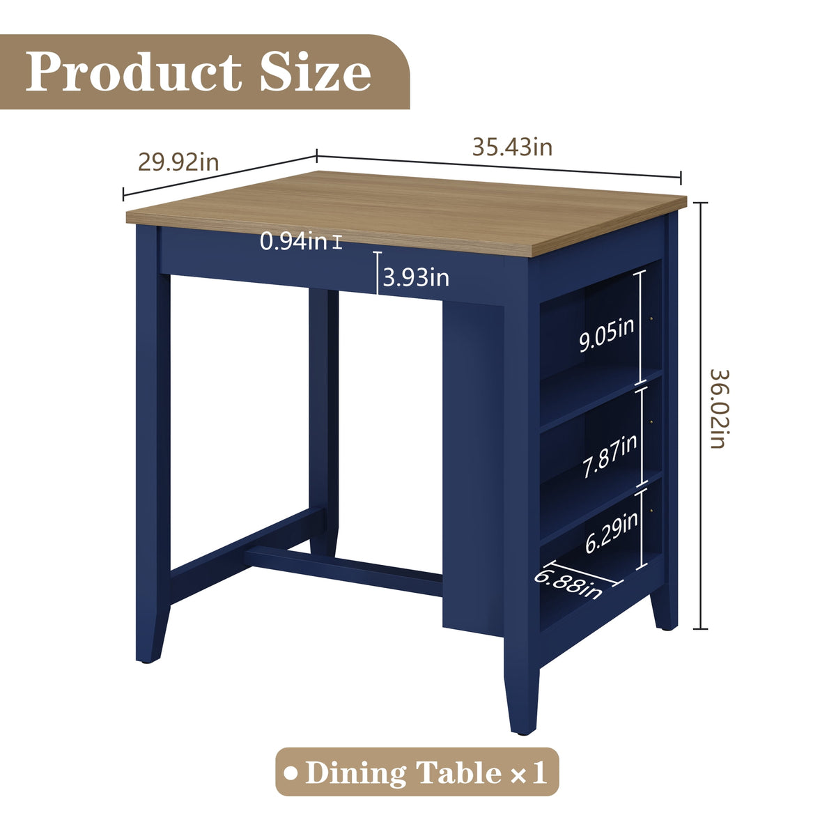 Elladera HLR Farmhouse Blue Dining Table for 2 with Seasoning Rack, Kitchen Dining