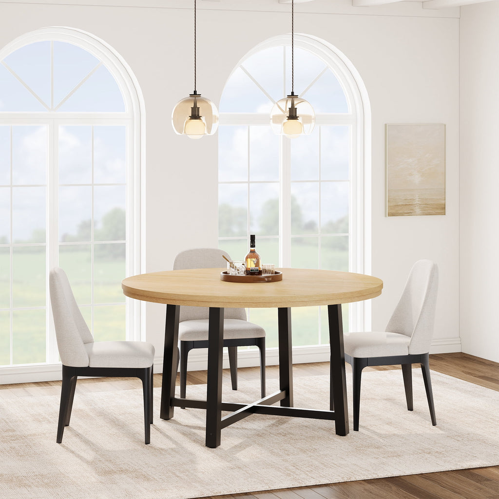 Elladera 47" Round Dining Table for 4-6 – Sturdy Wood Kitchen Table with Durable