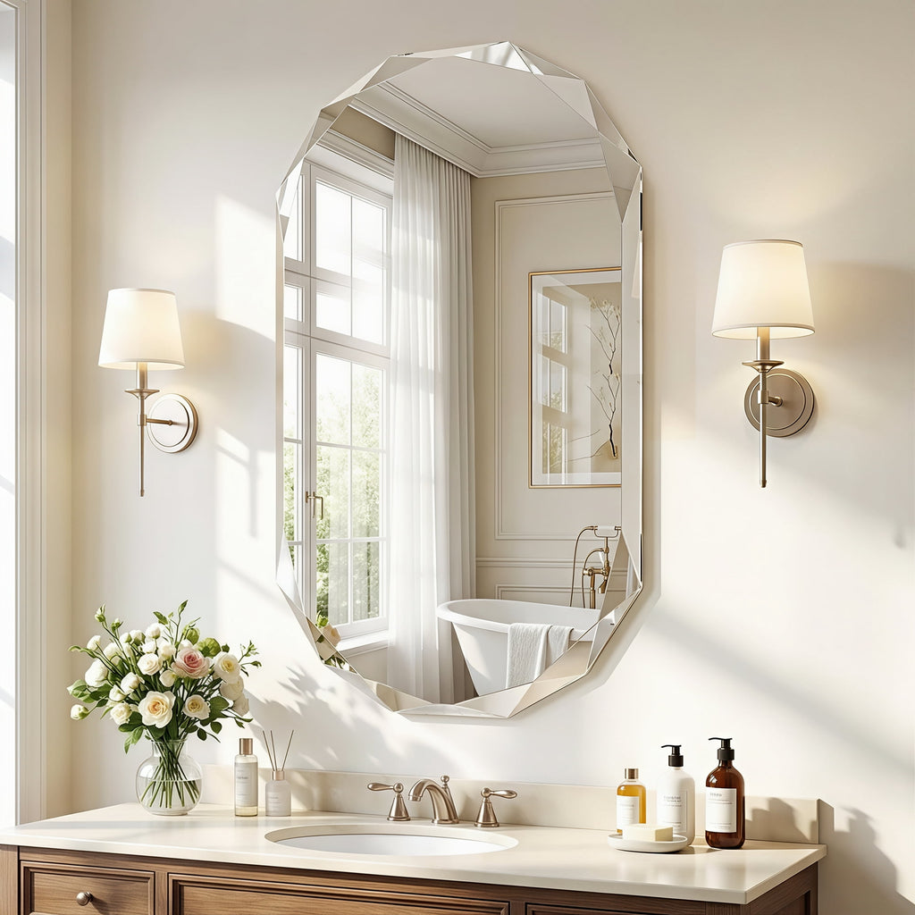 Elladera Cuteday 24×48 Inch Beveled Edge Frameless Bathroom Vanity Mirror, Wall