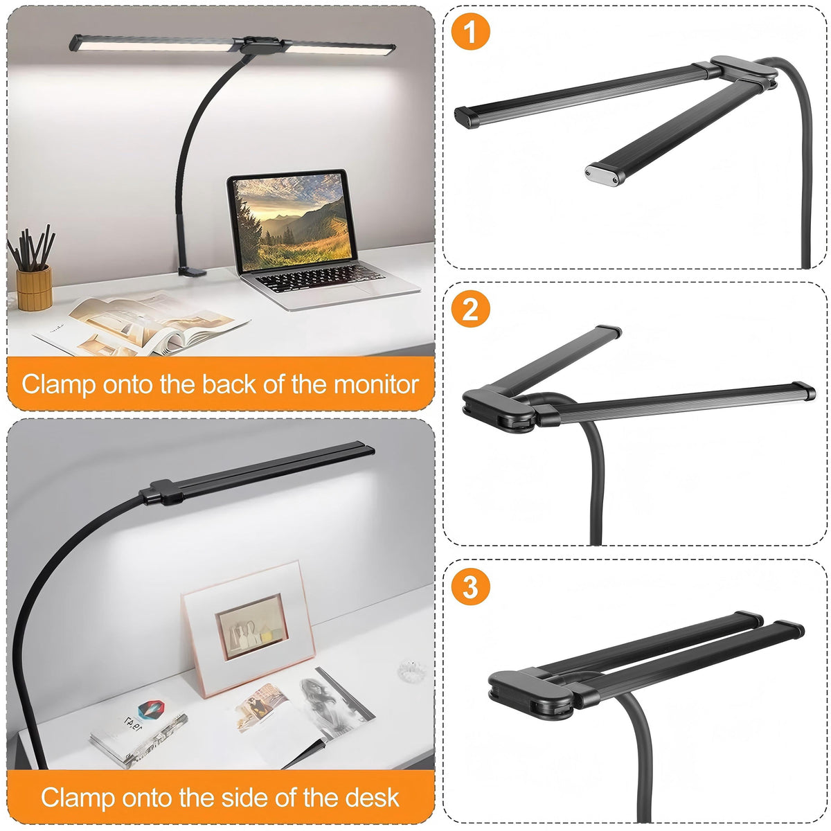 Elladera Desk Lamp- 12W Ultra Bright Auto Dimming Desk Light, Multi-Angle