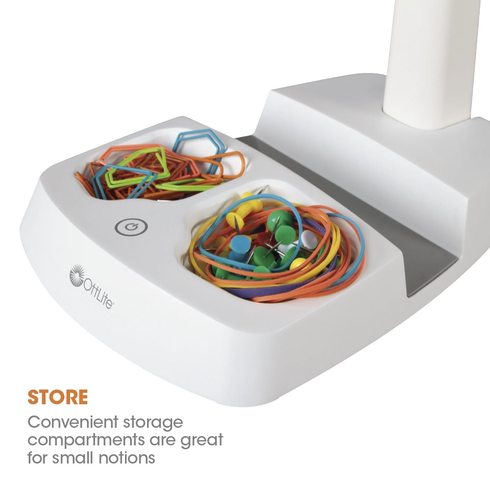 Elladera OttLite Wellness Series® Desk Lamp, White – Tablet & Smart Phone Stand,
