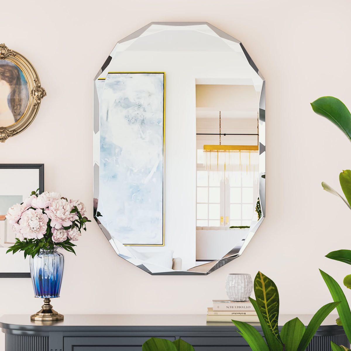 Elladera Antok 20x30 Inch Beveled Edge Frameless Bathroom Vanity Mirror, Wall Mount