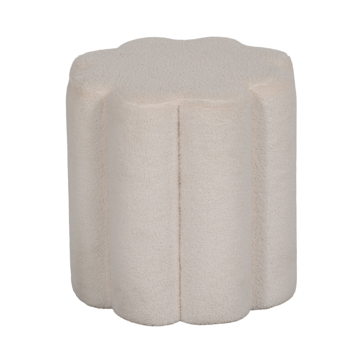 Elladera Petal Shaped Boucle Ottoman for Home Decor- Boho Vanity Chair for Bedroom