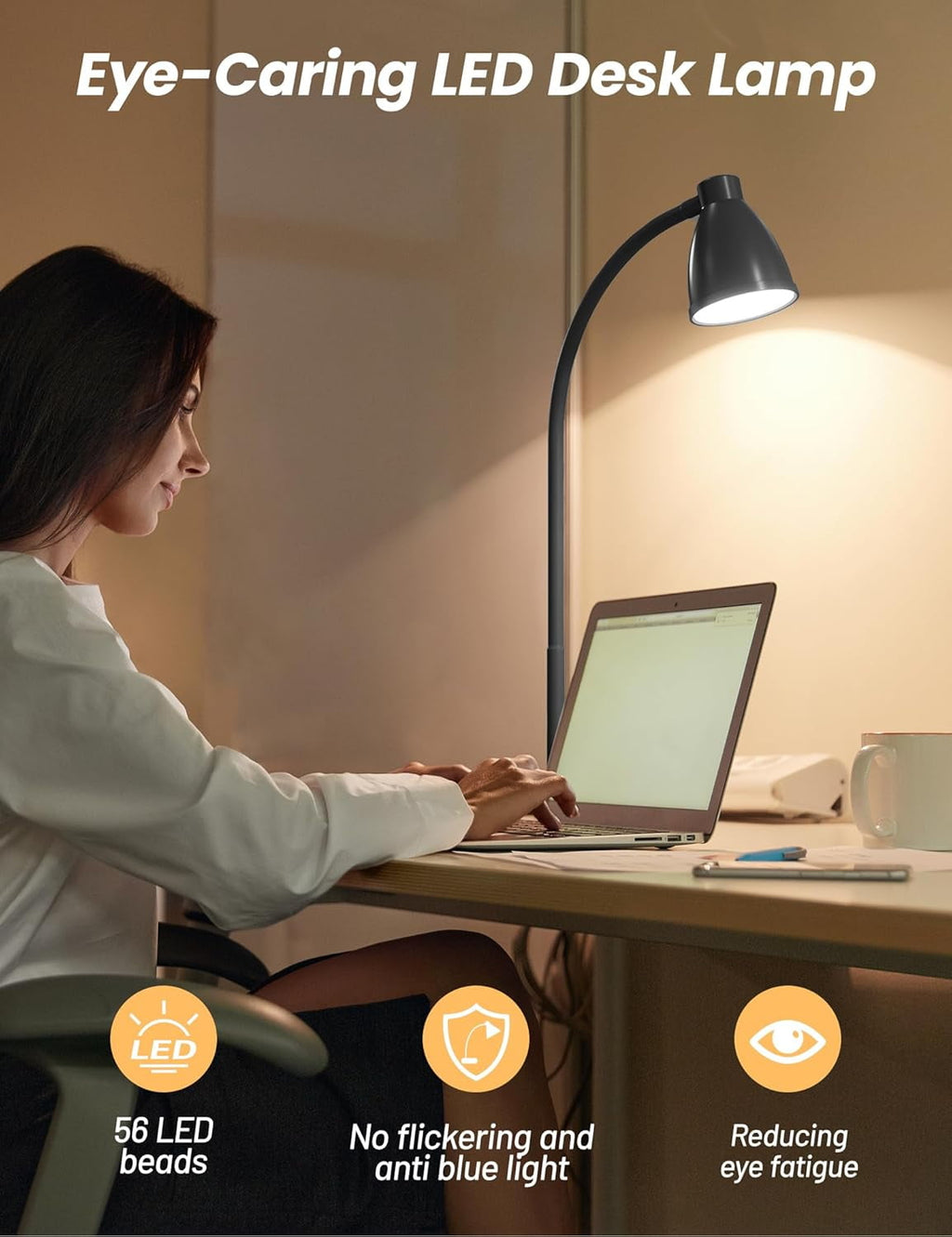 Elladera BOHON LED Desk Lamp with USB Charging Port 3 Color Modes Dimmable Reading