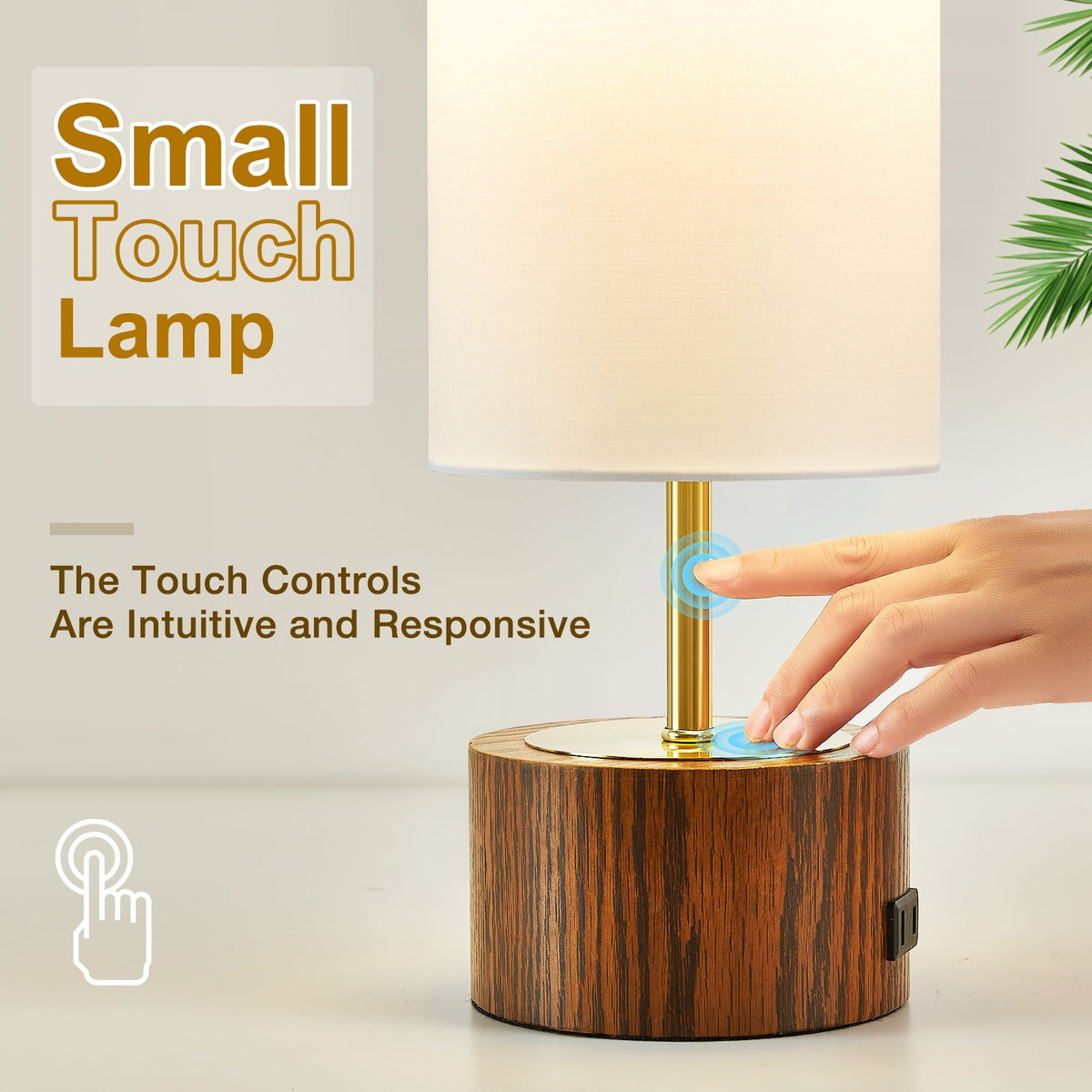 Elladera NATYSWAN Bedside Table Lamps Set of 2,Touch Control Nightstand Lamp with