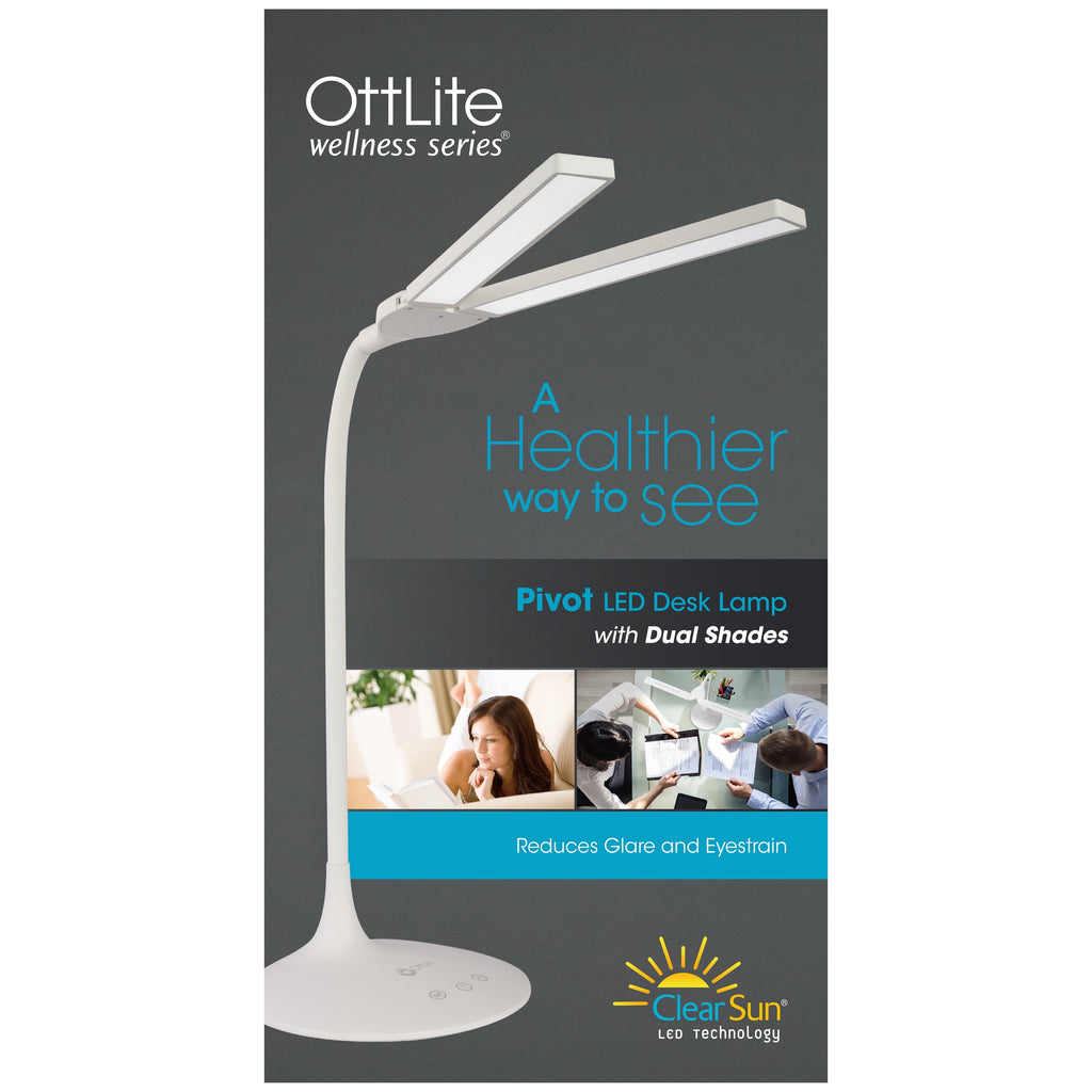 Elladera OttLite Wellness Series Pivot LED Desk Lamp with Dual Shades, Touch