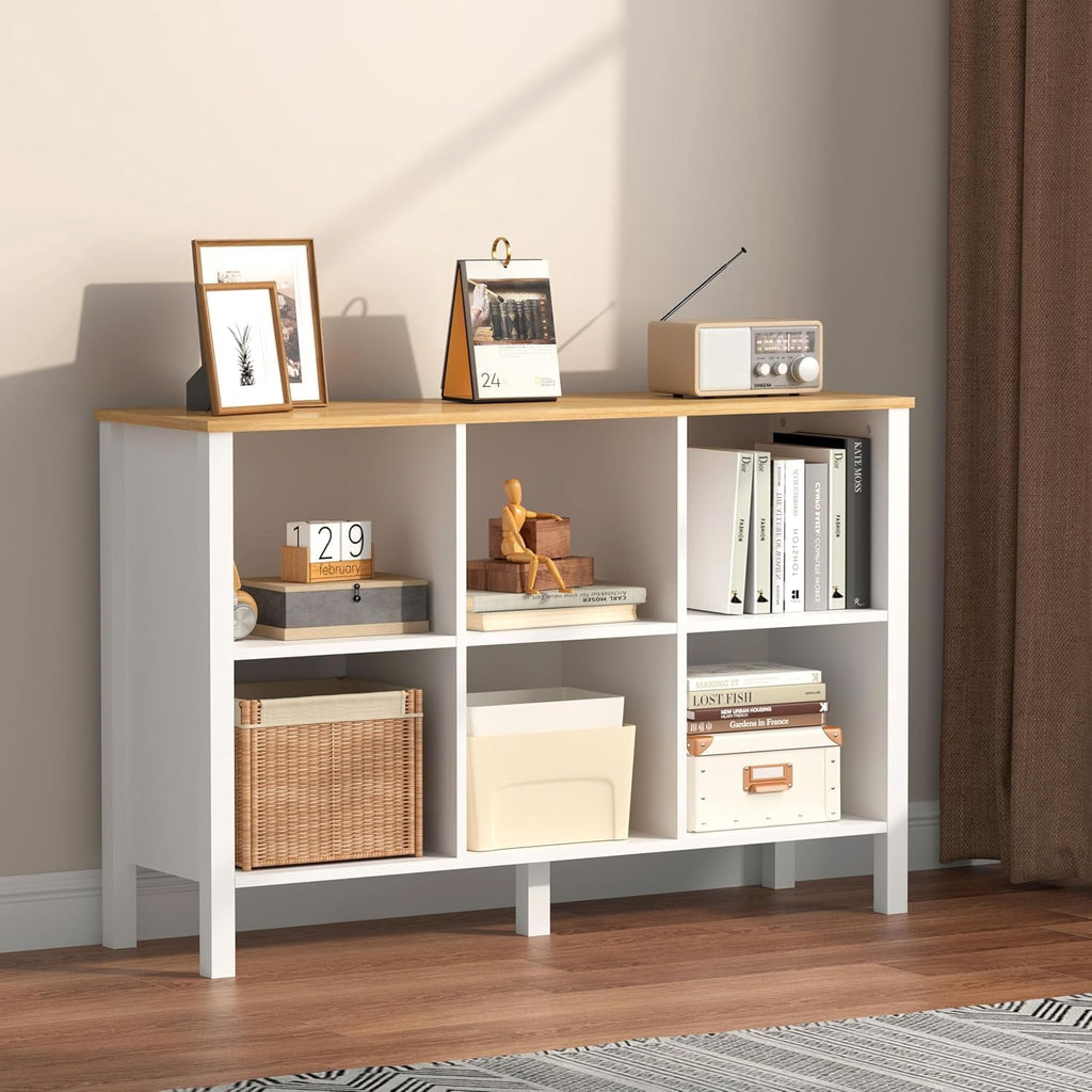 Elladera NEWADARA 6-Cube Bookcase, Farmhouse Wooden Bookshelf Low Storage