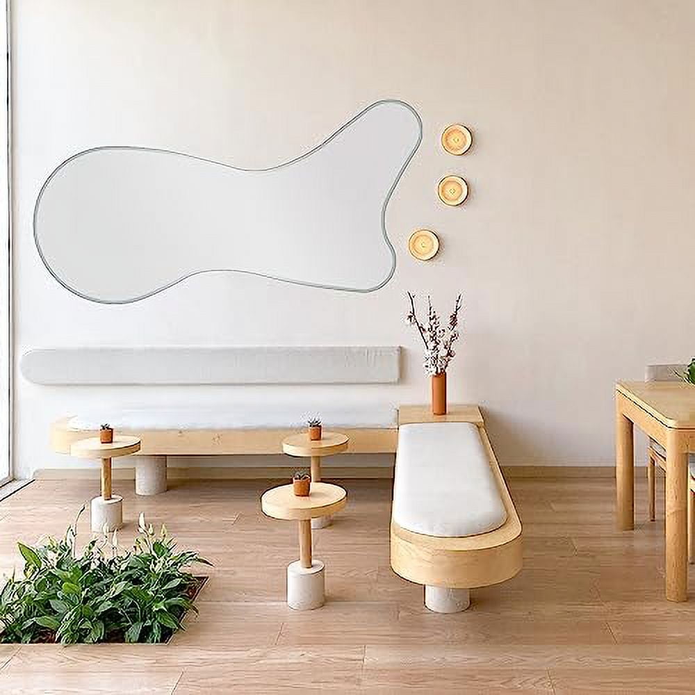 Elladera AUA CROWN Frameless Whale Shaped Wall Mirror, 47x23 inch Irregular Ocean