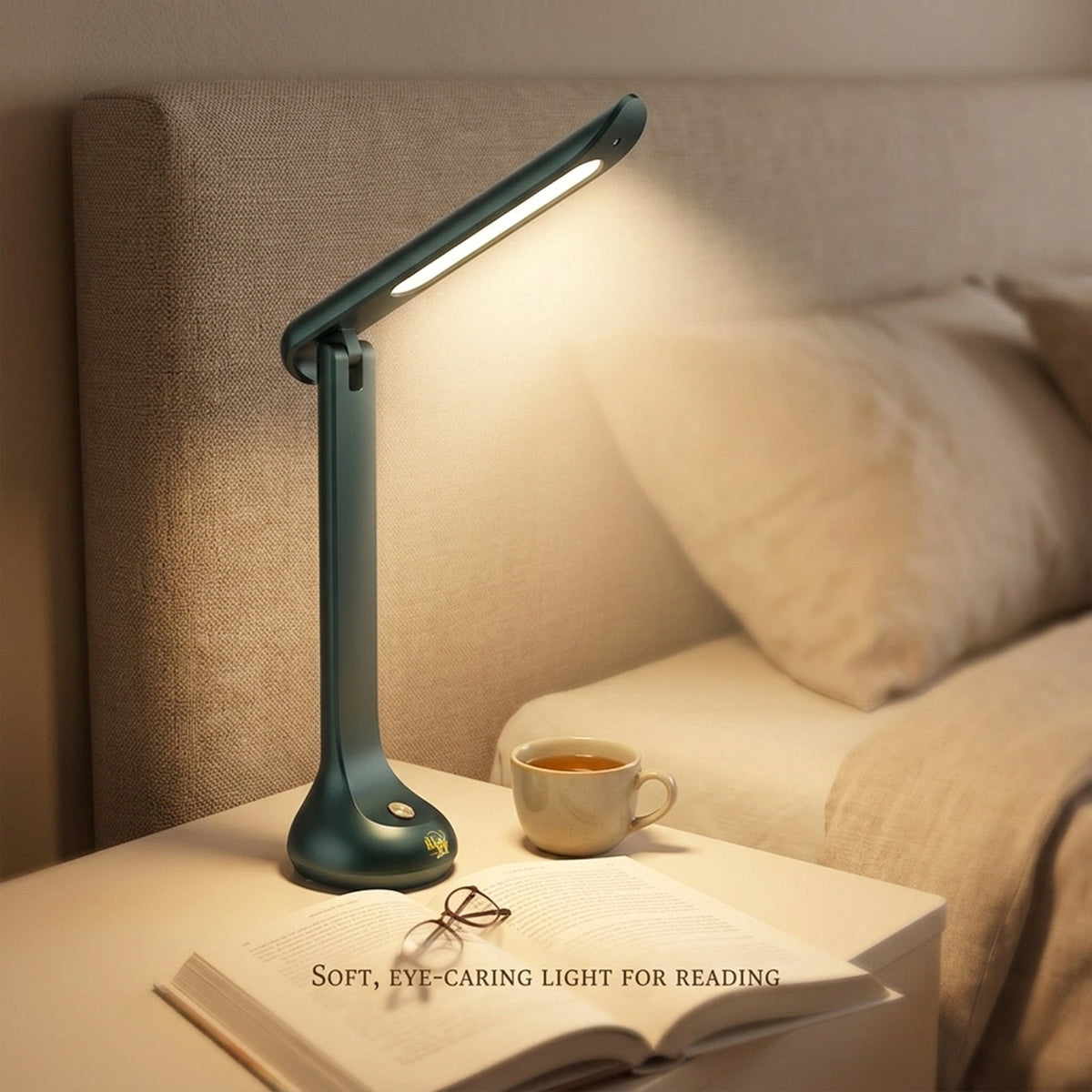 Elladera Cordless Rechargeable LED Desk Lamp, Dark Green, Adjustable Head