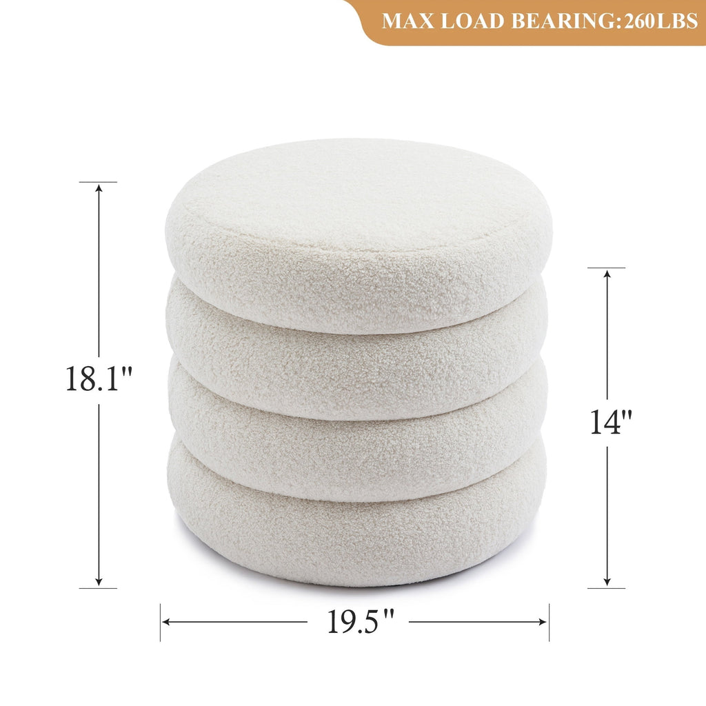Elladera Zesthouse 19.5" Wide Round Boucle Storage Ottoman, Tufted Sherpa Ottoman