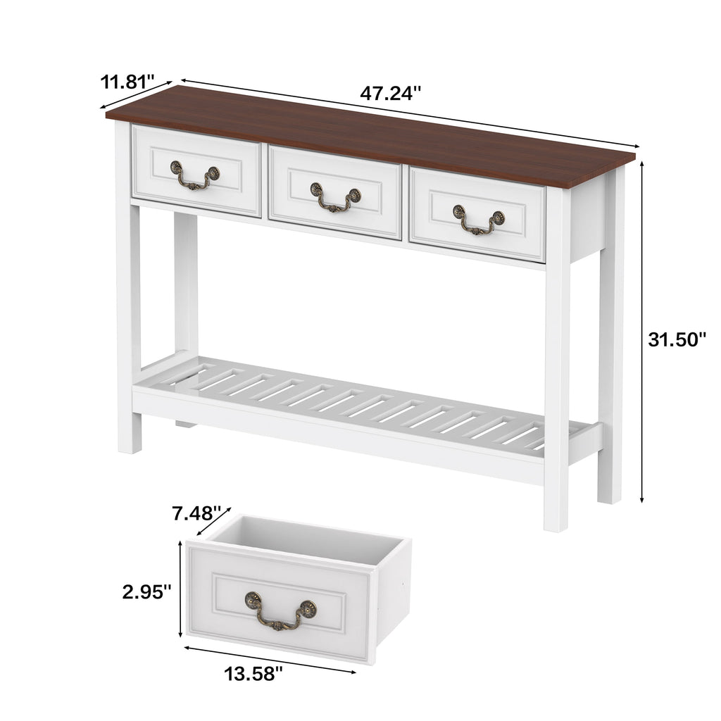 Elladera SPANSPACE Farmhouse Console Table with 3 Drawer, 47'' Entryway Table with