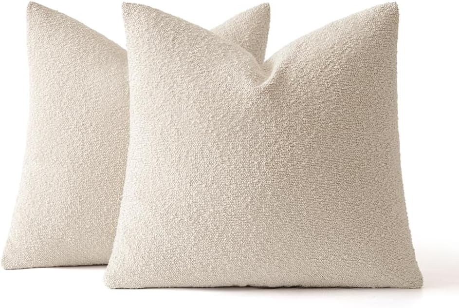 Elladera 24x24 Inch Decorative Euro Sham Pillow Covers Set of 2 Textured Boucle
