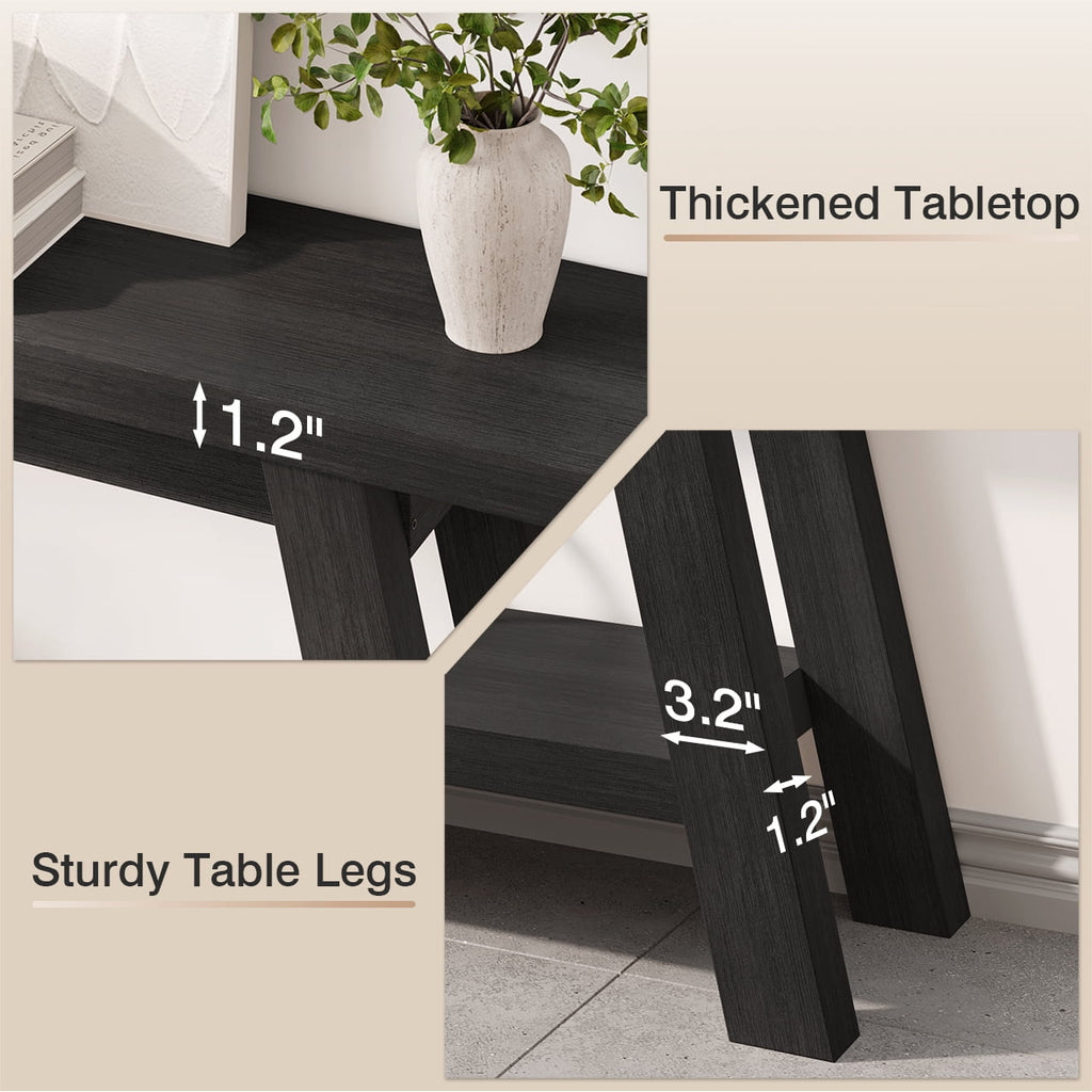 Elladera 54" Farmhouse 2-Tier Console Table,Wooden Entryway Sofa Table, Black