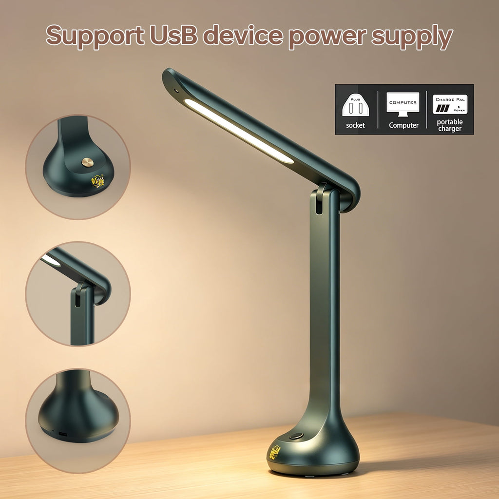 Elladera Cordless Rechargeable LED Desk Lamp, Dark Green, Adjustable Head
