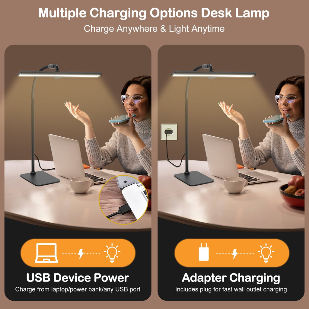 Elladera Lococo LED Desk Lamp, Tall Gooseneck, 5-Level Dimmable Brightness & Color