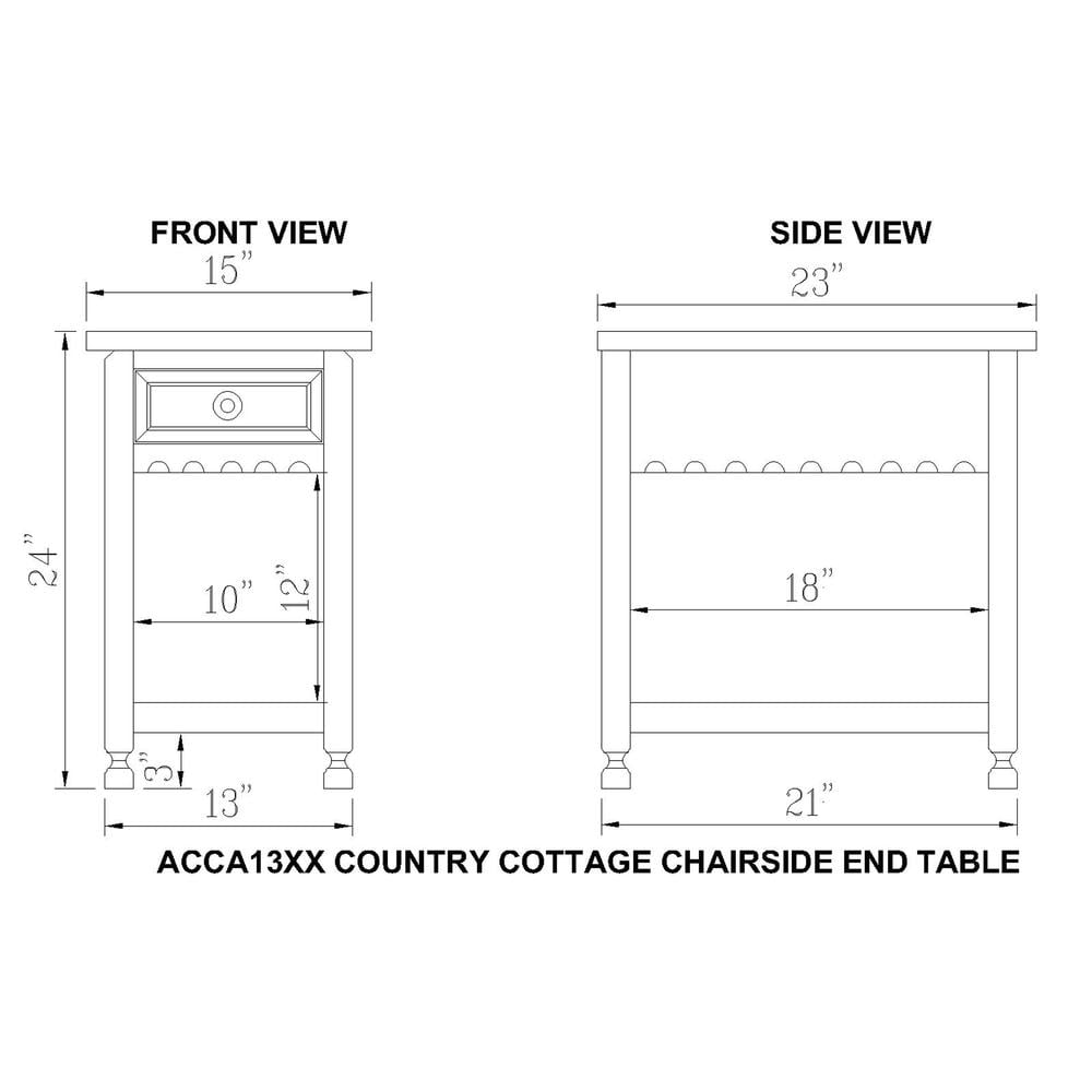 Elladera Alaterre Furniture Country Cottage Chairside End Table with 1 Drawer and 1