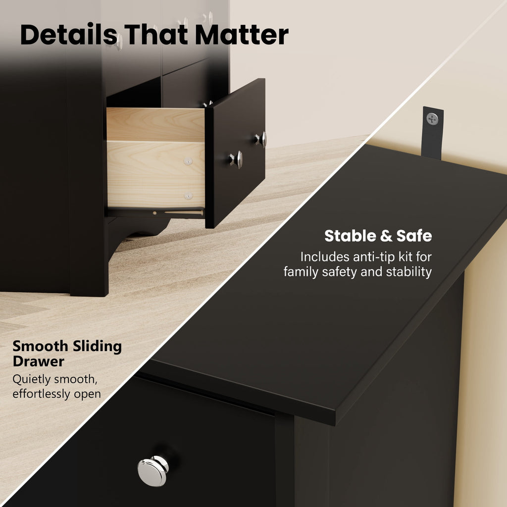 Elladera 6 Drawer Dresser for Bedroom, 47'' Wide Wood Double Chest of Drawers with