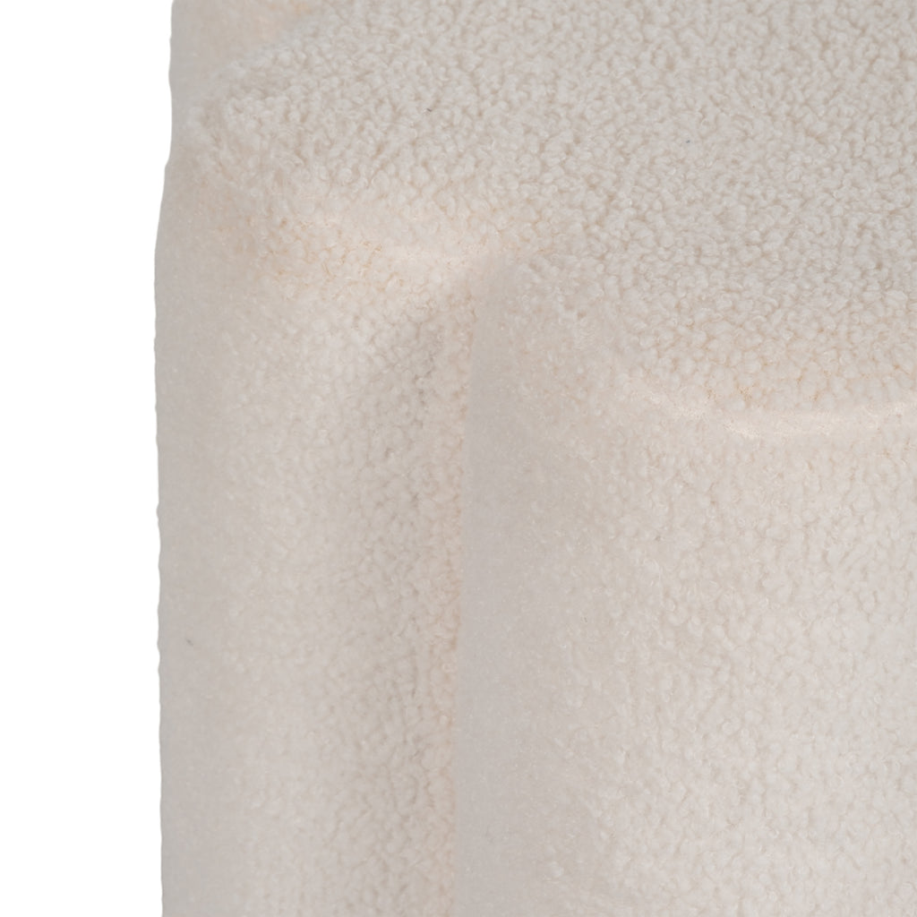 Elladera Petal Shaped Boucle Ottoman for Home Decor- Boho Vanity Chair for Bedroom