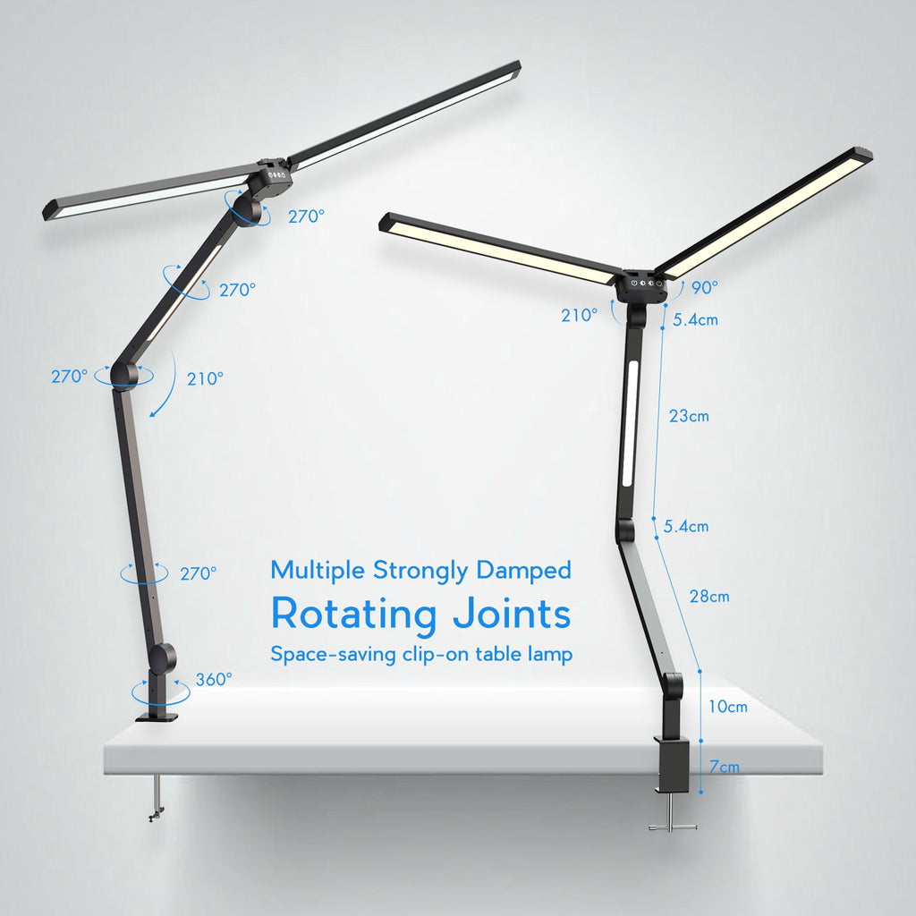 Elladera CAALOGT LED Desk Lamp, Dual Head 3-Light with Remote Control and Stepless
