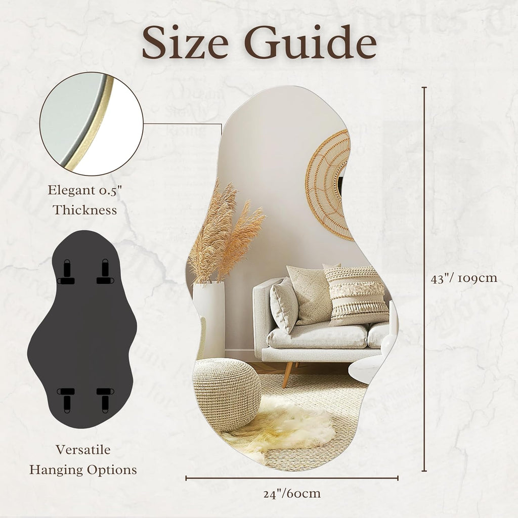 Elladera Irregular Wall Mirror Asymmetrical Mirror, 43''x24'' Decorative Modern