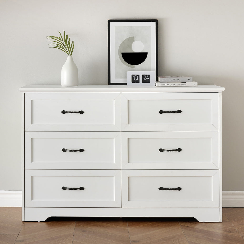 Elladera Farmhouse 6 Drawer Double Dresser, Wide Wood Dressers & Chests of Drawers