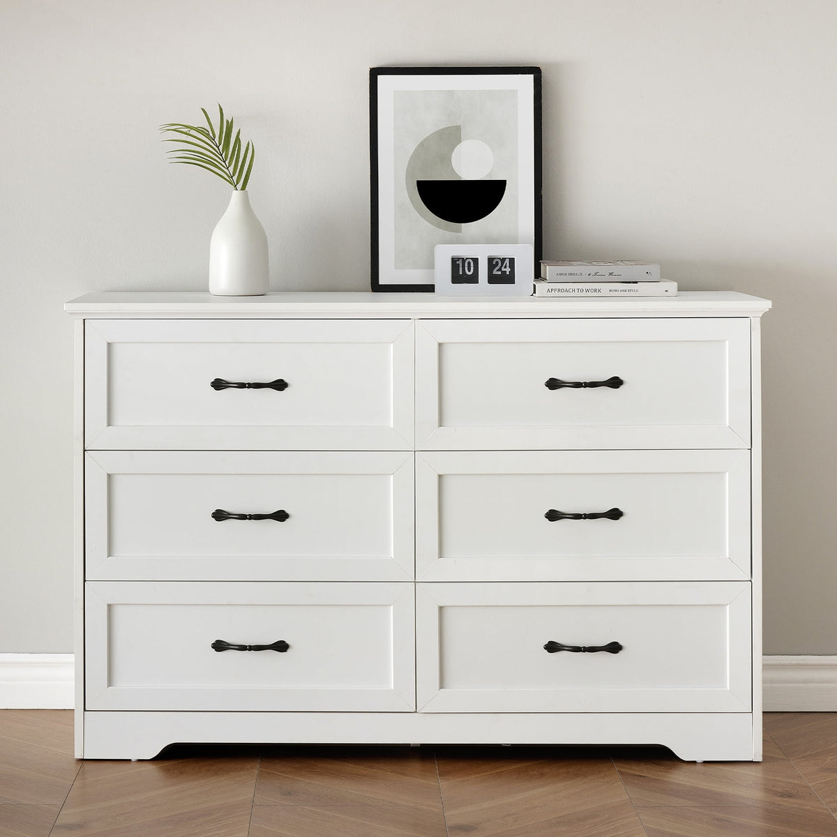 Elladera Farmhouse 6 Drawer Double Dresser, Wide Wood Dressers & Chests of Drawers