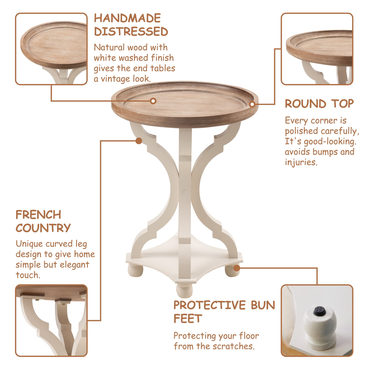 Elladera COZAYH Rustic Farmhouse Cottagecore Accent End Table,Dinning or Living