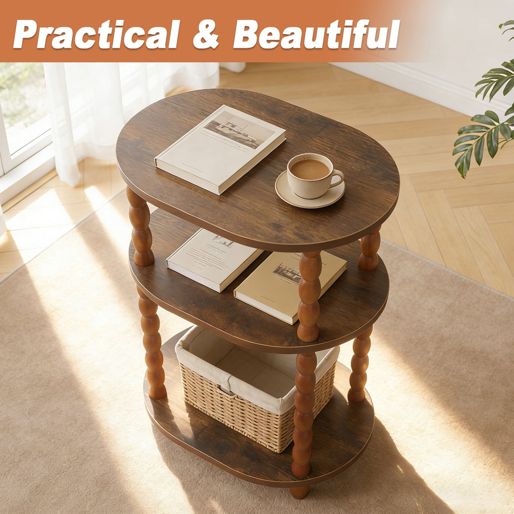 Elladera GOODLAN Wooden 3-Tier Side Table, Small End Table for Living Room and
