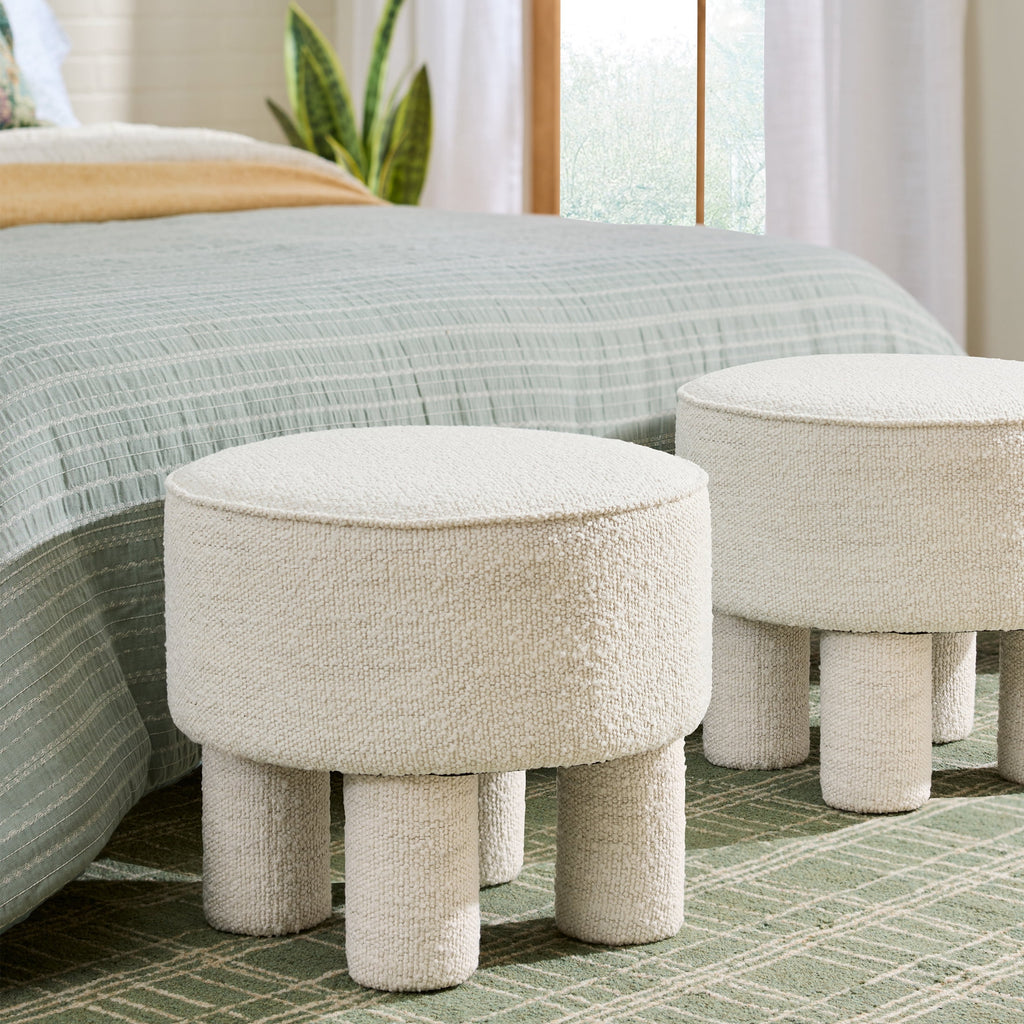 Elladera Adlin Ottoman, Cream Boucle