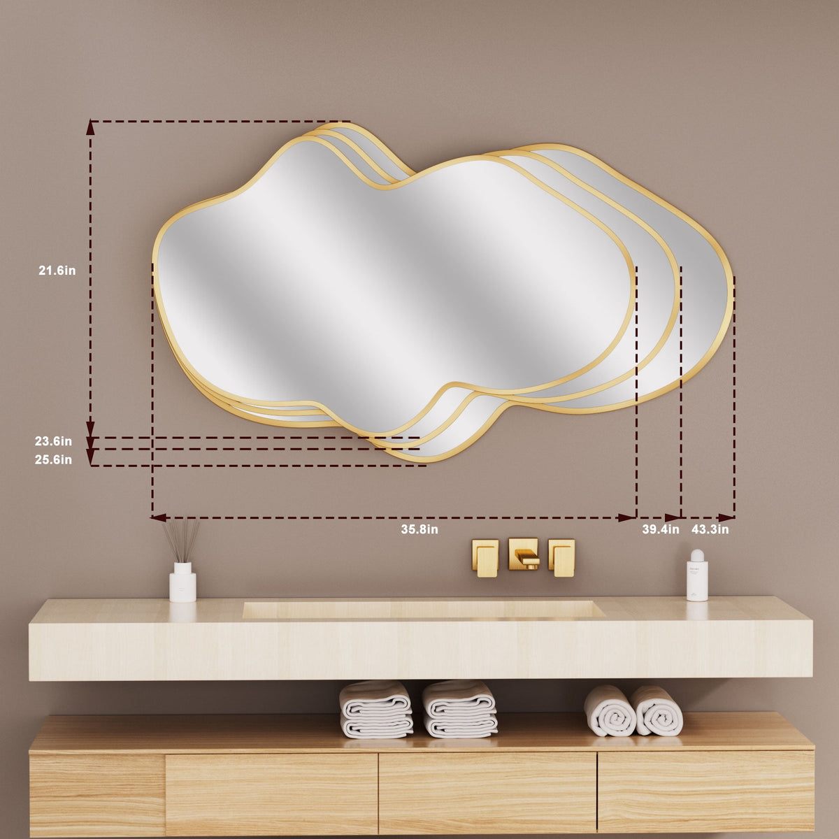 Elladera 24"x40" Fluid Wall Mirror Irregular Vanity Mirror for Bthroom
