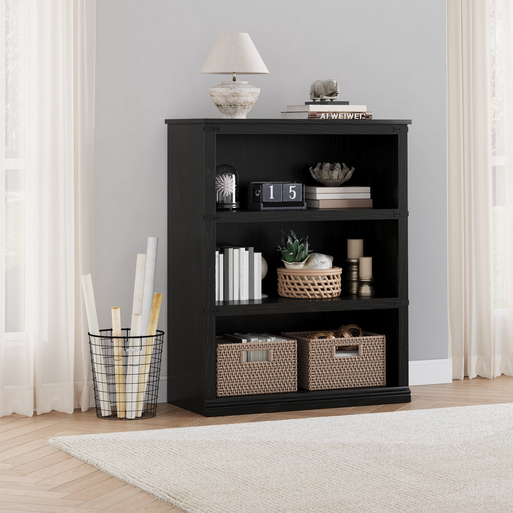 Elladera Compact Tall Farmhouse Bookshelf – Rustic Wooden Bookcase with Open