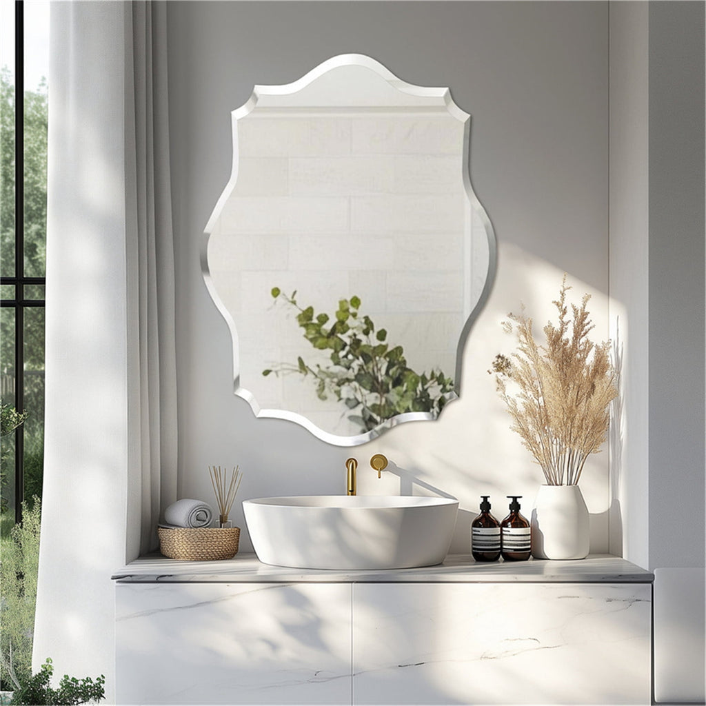 Elladera LUVODI 19.68x27.55 inch Irregular Wall Mirror Scalloped Beveled Edge