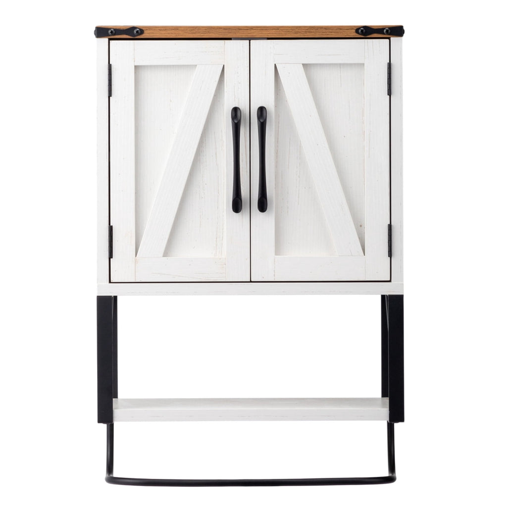 Elladera Farmhouse Bathroom Wall Cabinet, Wall Mounted Organizer 2 Doors, 1 Shelf,