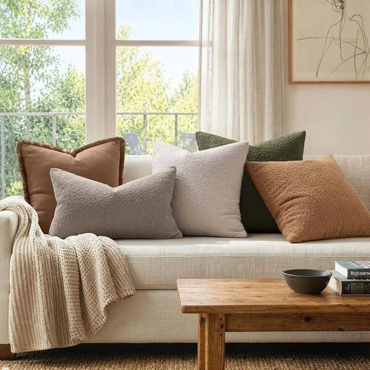 Elladera 22x22 Inch Decorative Euro Sham Pillow Covers for Couch Bed Set of 2