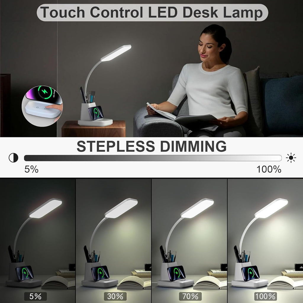 Elladera Desk Lamp with Wireless Charger, LED Desk Lamps for Home Office Eye-Caring