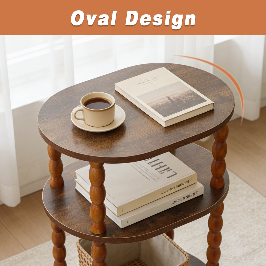 Elladera GOODLAN Wooden 3-Tier Side Table, Small End Table for Living Room and
