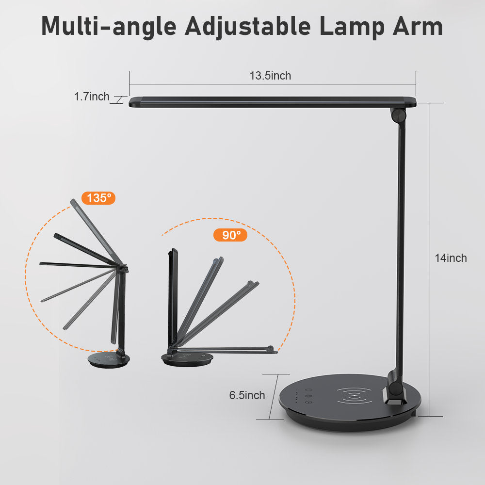 Elladera LED Desk Lamp with Usb Port Wireless Charging Charger Touch Control 5
