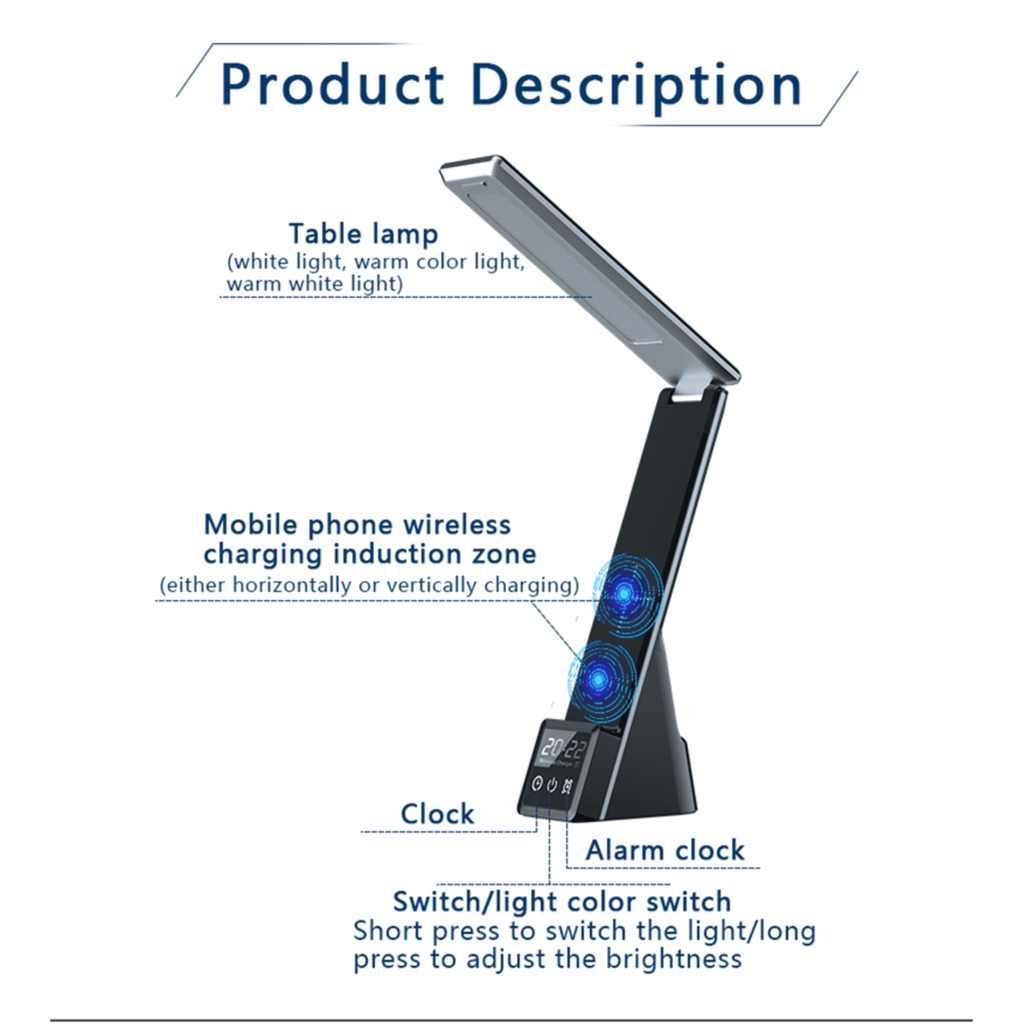 Elladera LED Desk Lamp with Wireless Charging,7-in-1 Touch Control Table Lamp,15W