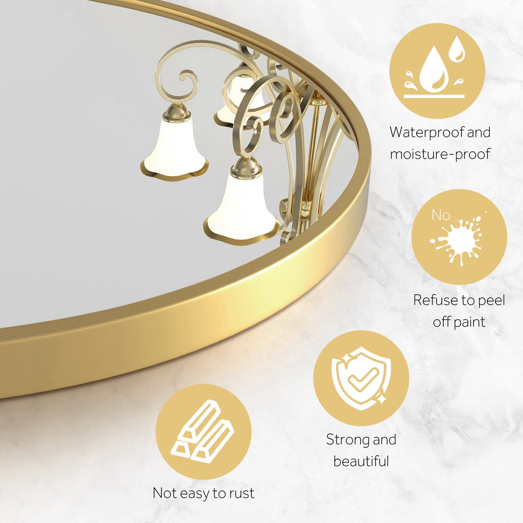 Elladera FRMALL 24"x36" Irregular Wall Mirror Gold Mirror Cloud Shaped
